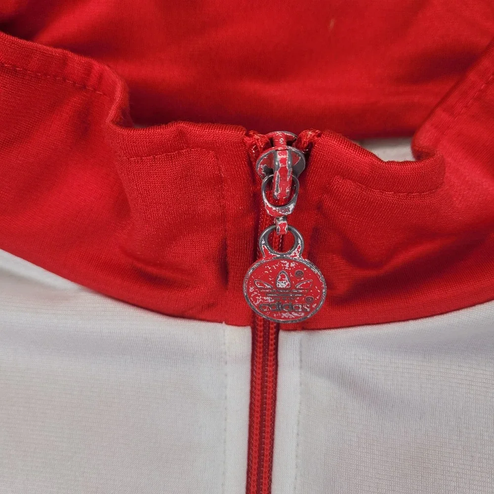 Vintage 80's Adidas Trefoil‎ Track Jacket Red White Colorblock Mens Zip Up Small